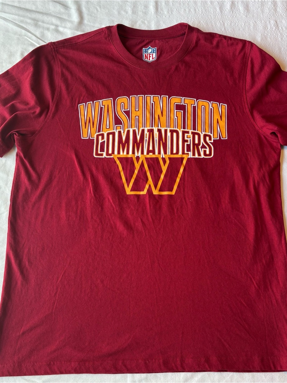 NFL Washington Commanders Maroon Graphic Tee with Gold Logo